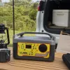 Portable solar power system with yellow panel and grey shell details Picture